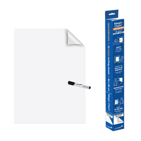 Blocco lavagna elettrostatico da parete Legamaster Magic-Chart Whiteboard 25 ff 60x80 cm bianco L-1591 00